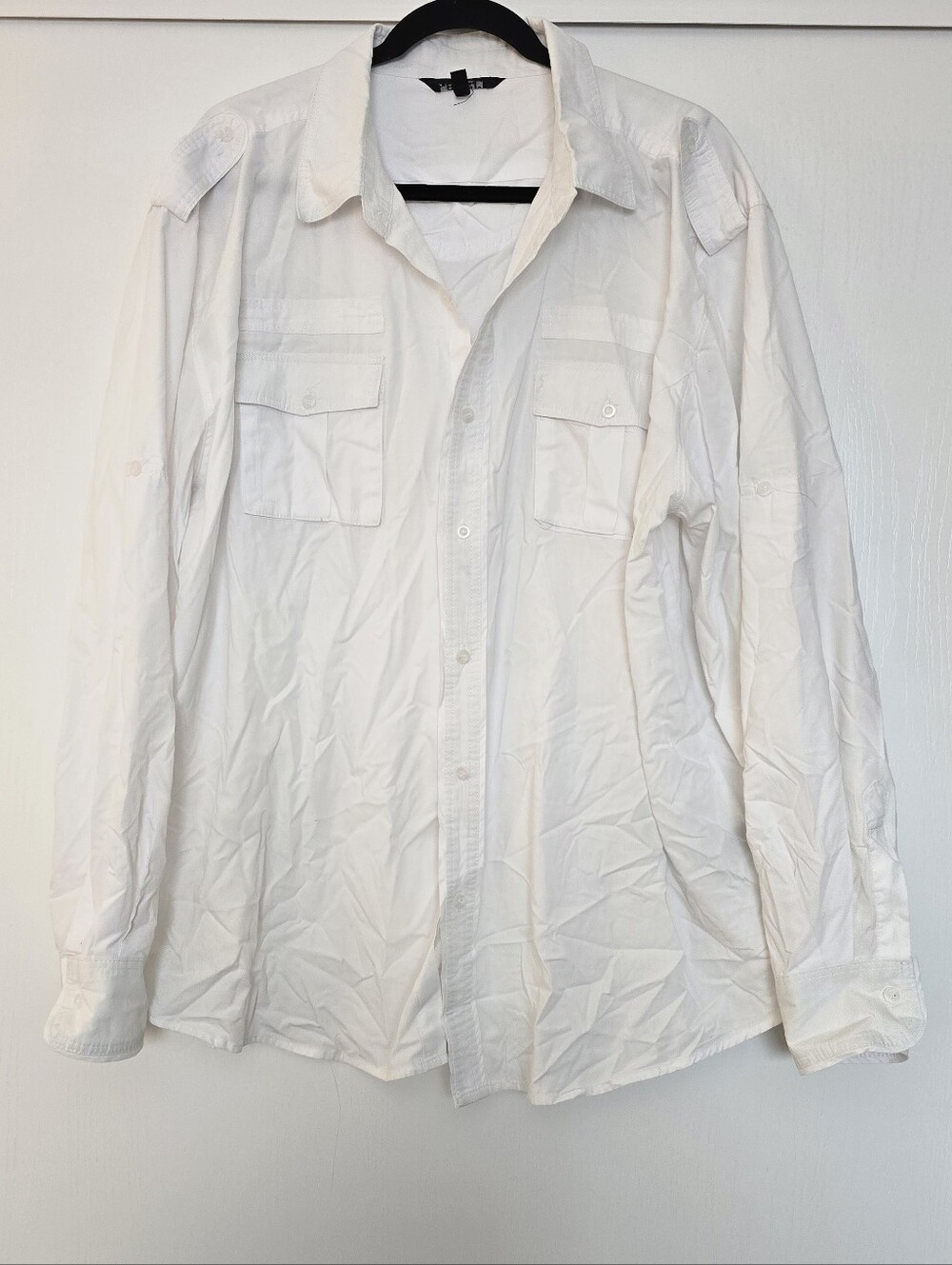 Visivo - White Long-Sleeve Office Work  Business Casual Dress Shirt